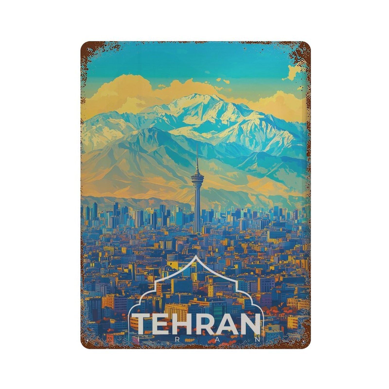 xiaoxiaoshen Tehran Travel Iran Middle East Wall Decor Art Metal Tin Poster Modern Home Decor Art Home Bar Shop Decorations Vintage Sign 40x30cm
