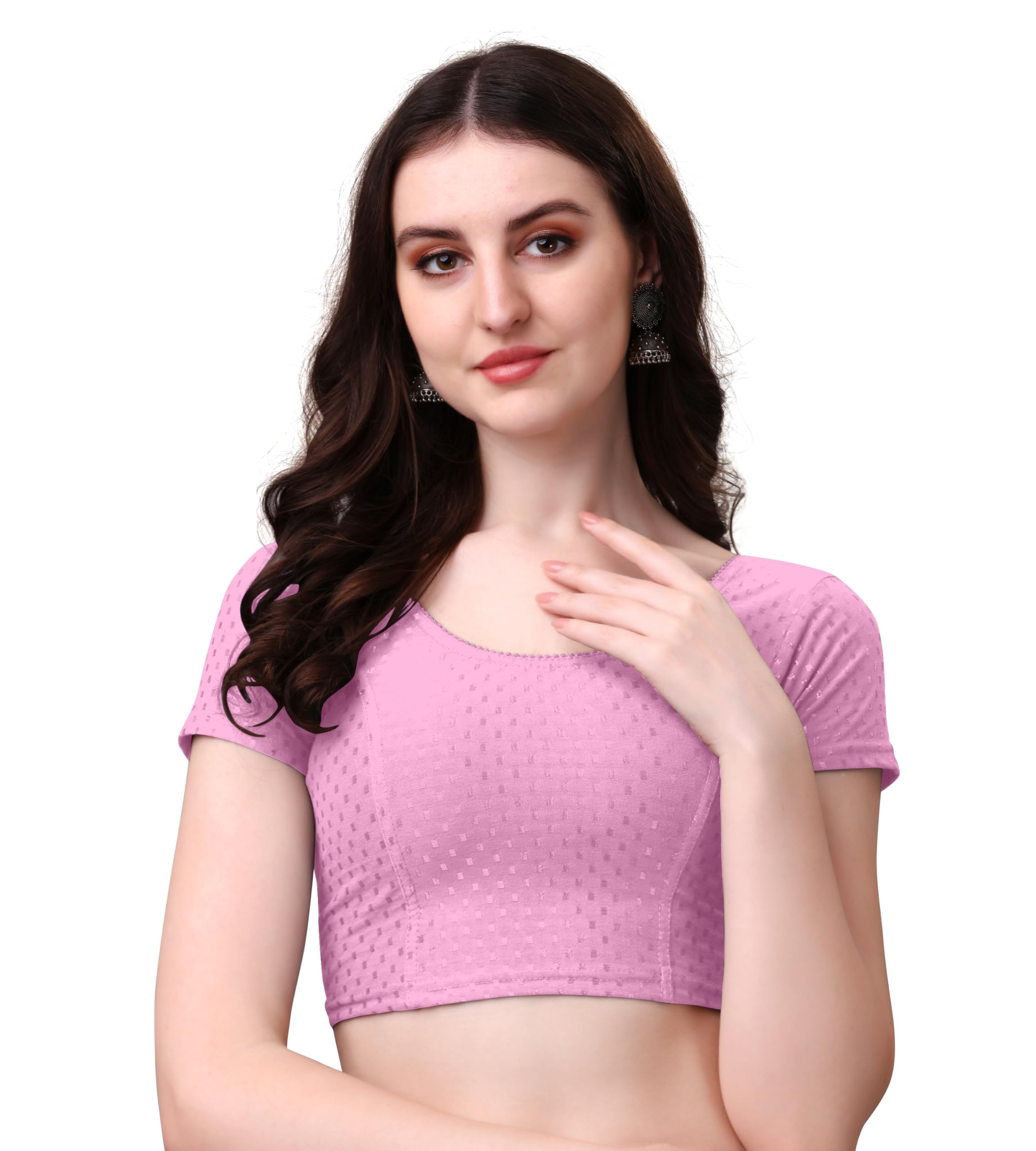 Women's Stretch Cotton Saree Blouse | Readymade Blouse for Saree | Round Neck | Short Sleeves | Soft, Breathable & Comfortable-picture-23