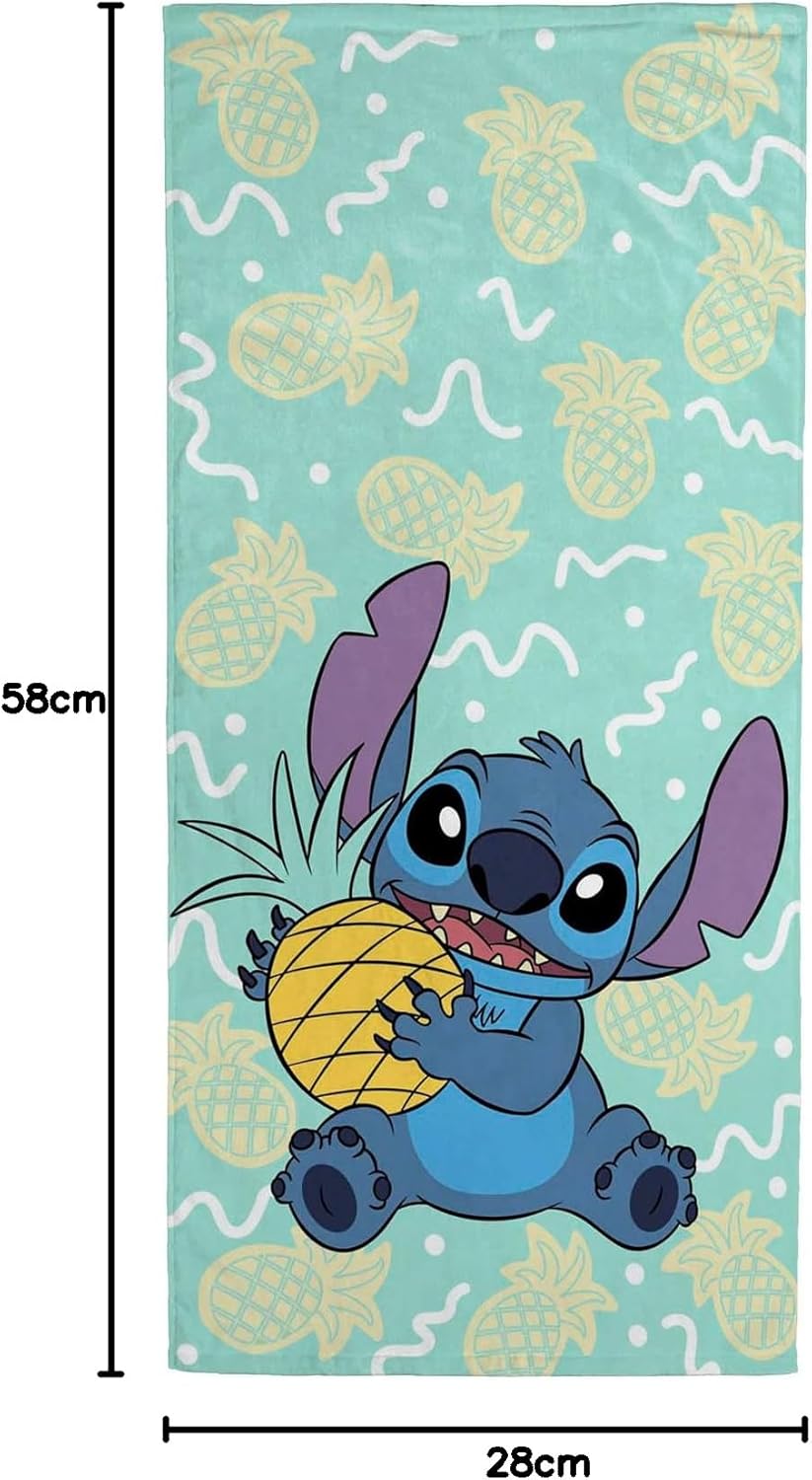 Jay Franco Disney Lilo and Stitch Beach Towel - 100% Cotton Soft & Absorbent, Vibrant Pineapple Design, Measures 28 x 58 Inches, Machine Washable, for Bath Pool & Beach Swim, Kids and Adults, Teal
