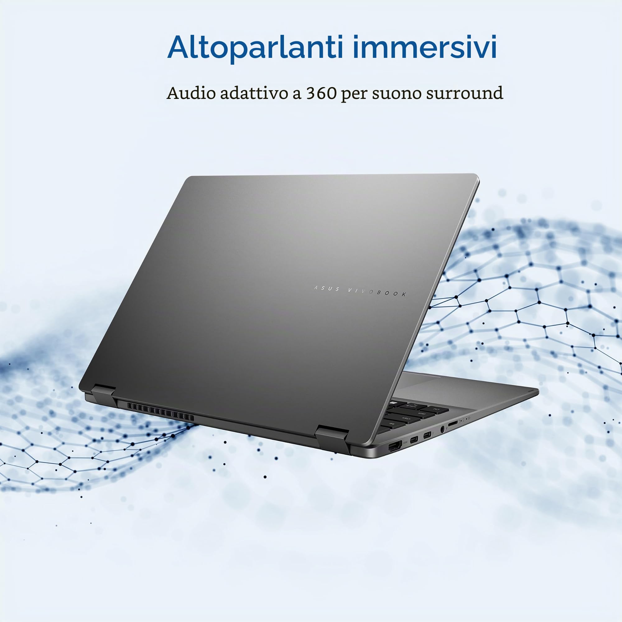ASUS Vivobook 14 Flip Laptop Copilot+ PC, 14" OLED WUXGA 60Hz Touch Display, Intel® Core™ Ultra 5 226V, grafica Intel® Arc™, 16 GB di memoria, 512 GB di archiviazione, Windows 11, grigio opaco