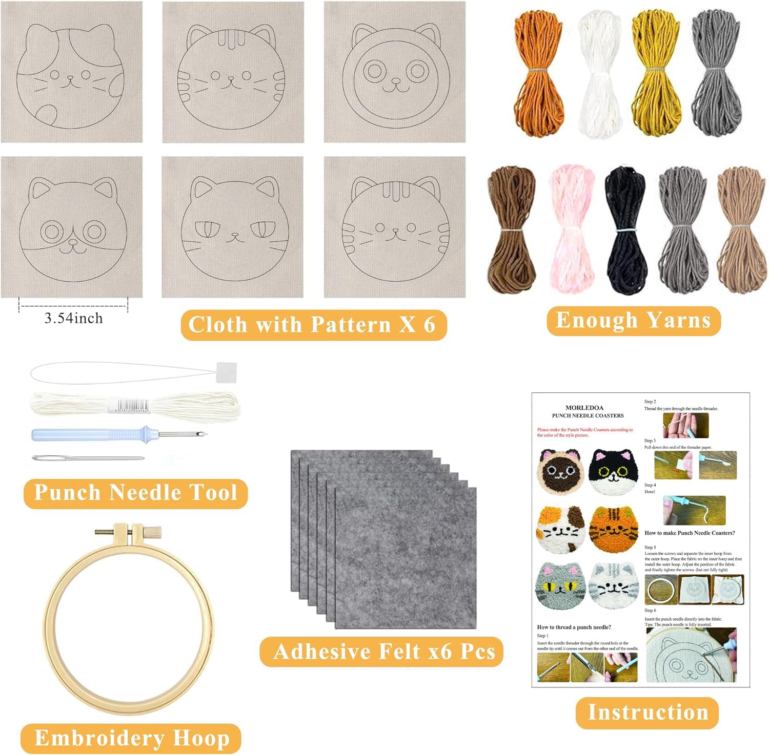Punch Needle Cat Coaster Kit - Beginner Craft -2