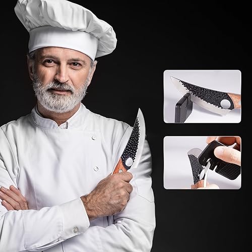Miniatura 6 de Cuchillo de chef de 11 pulgadas, cuchillo de cocina para deshuesar, cortar y cortar. Cuchillo de carne forjado a mano, cuchillo Deba, cuchillo