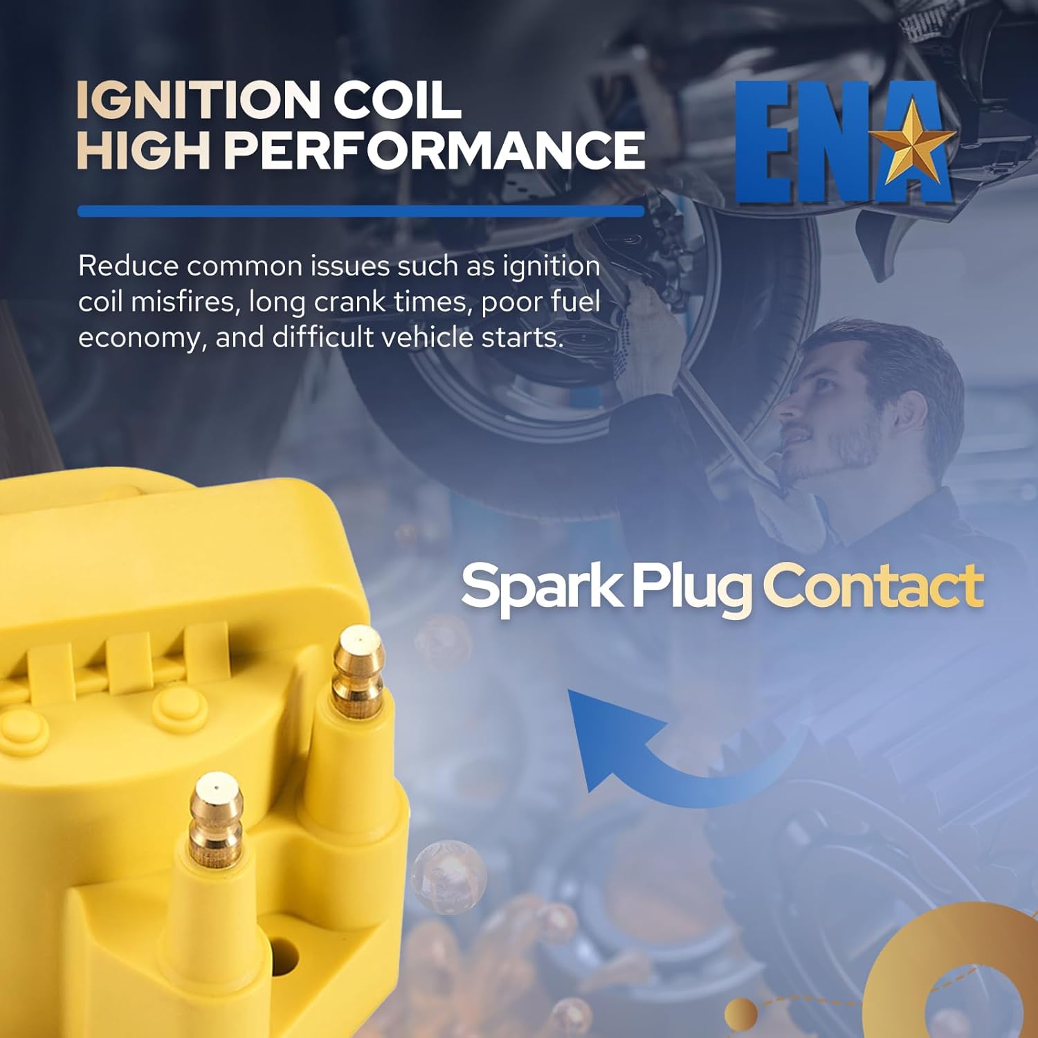 ENA Set of 3 Yellow Ignition Coil Pack Compatible with Buick Cadillac Chevy Oldsmobile Pontiac Malibu Passport Allure Camaro Impala 98 Bonneville Grand Prix Firebird 3.8 V6 Replace# C849 DR39 5C1058