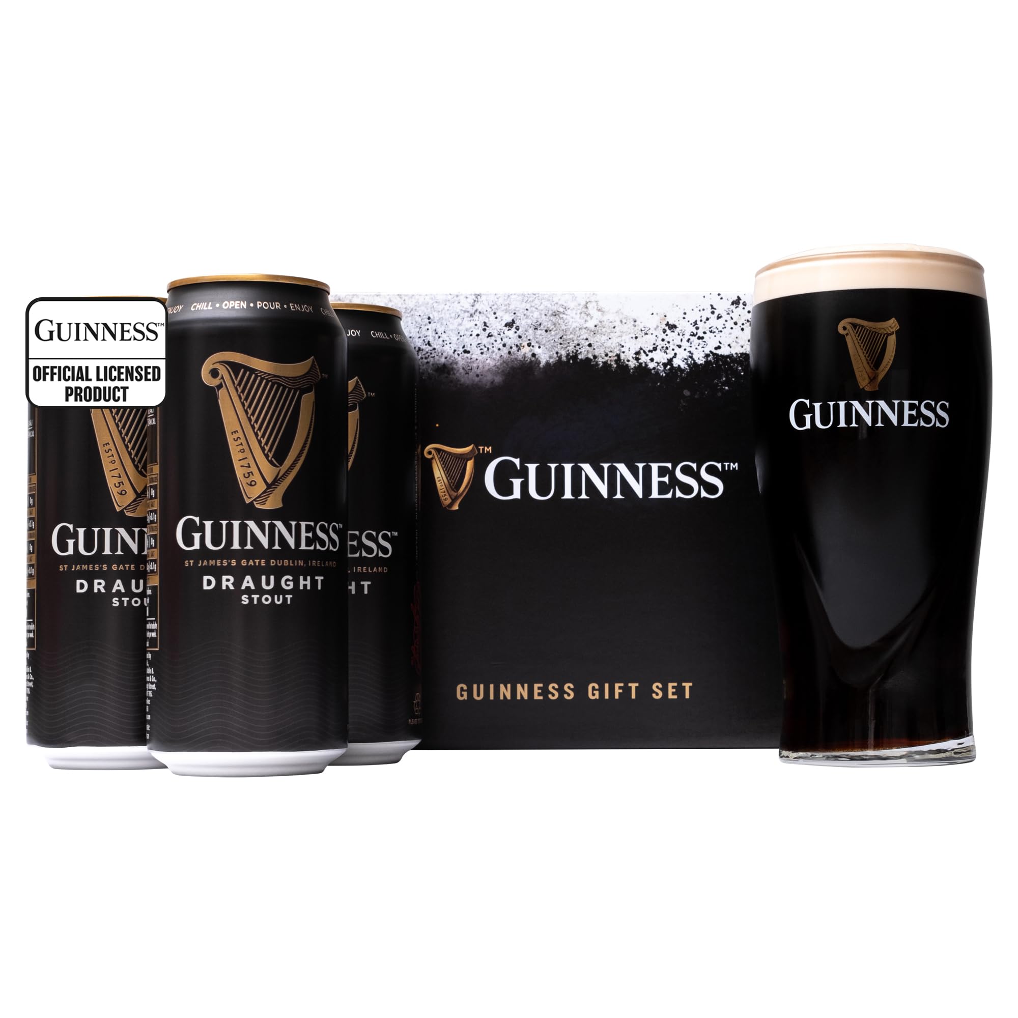 Guinness Beer Gift Set, Draught 3 x 440 ml, Pint Glass