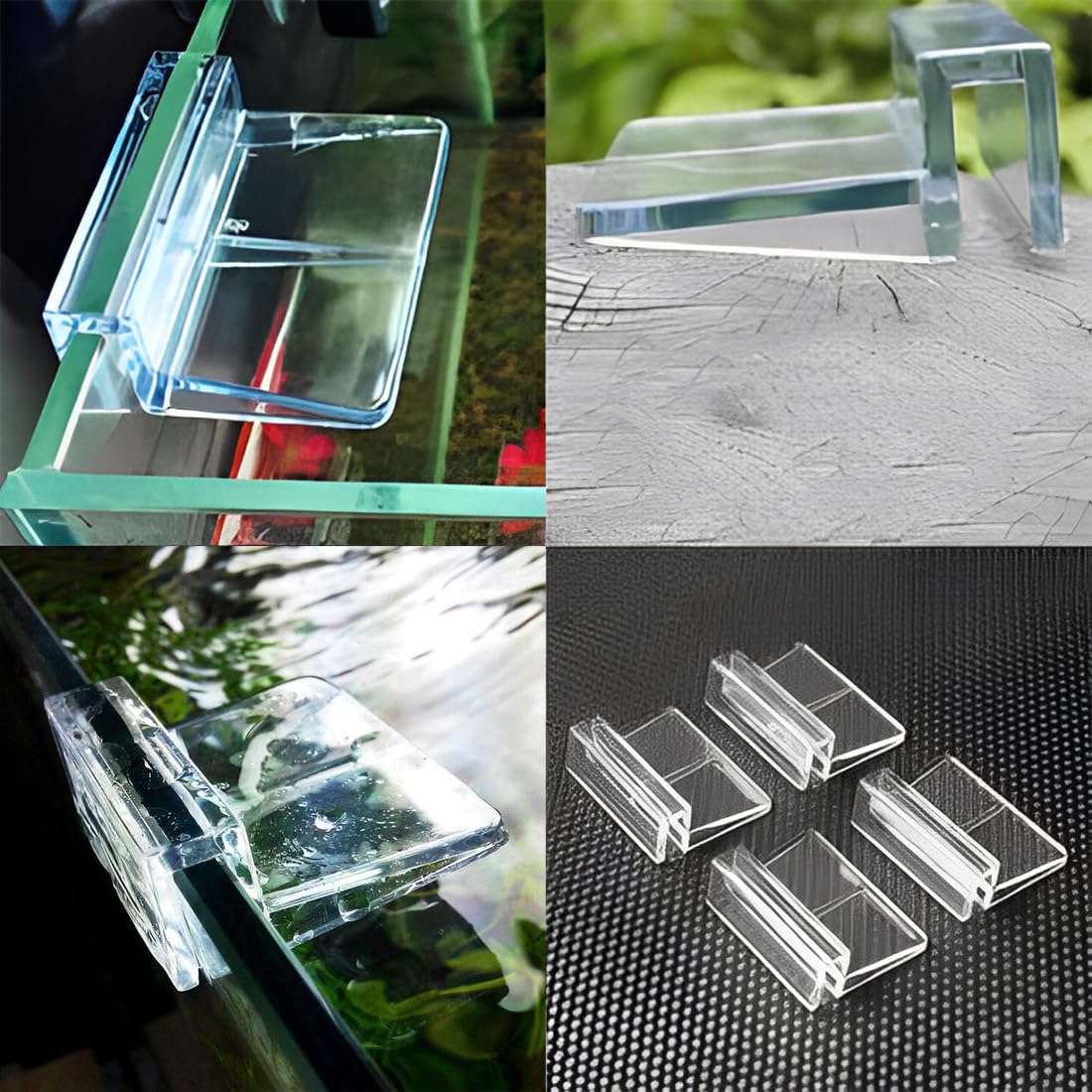 10 Clips Transparentes para Acuario, Clip Cubierta de Vidrio, Tanque de Peces Tapa de Vidrio Soporte, Acrílicos Universales para Acuarios sin Marco