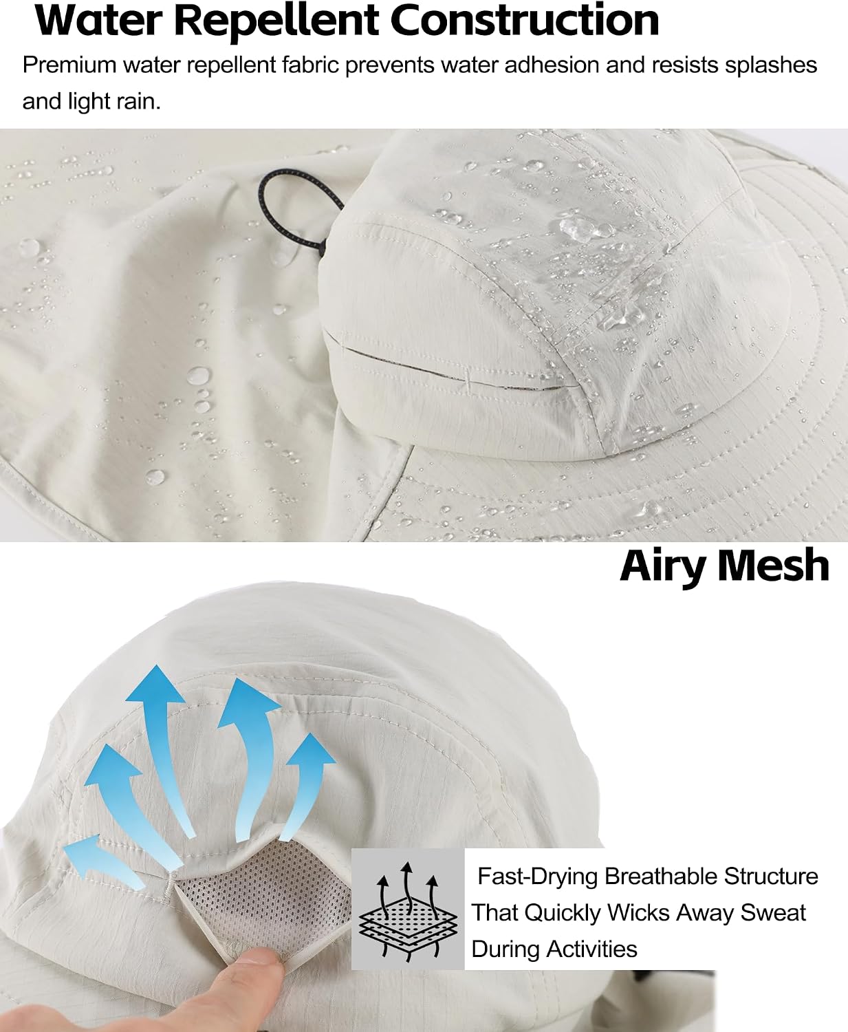 Home Prefer UPF 80+ Sun Hat for Men Women Wide Brim Sun Hat with Neck Flap Summer Beach UV Protection Gardening Fishing Hat