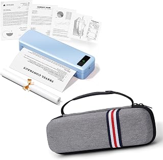 TATTMUSE Bluetooth Portable Thermal Printer Blue & Printer Carrying Case Grey