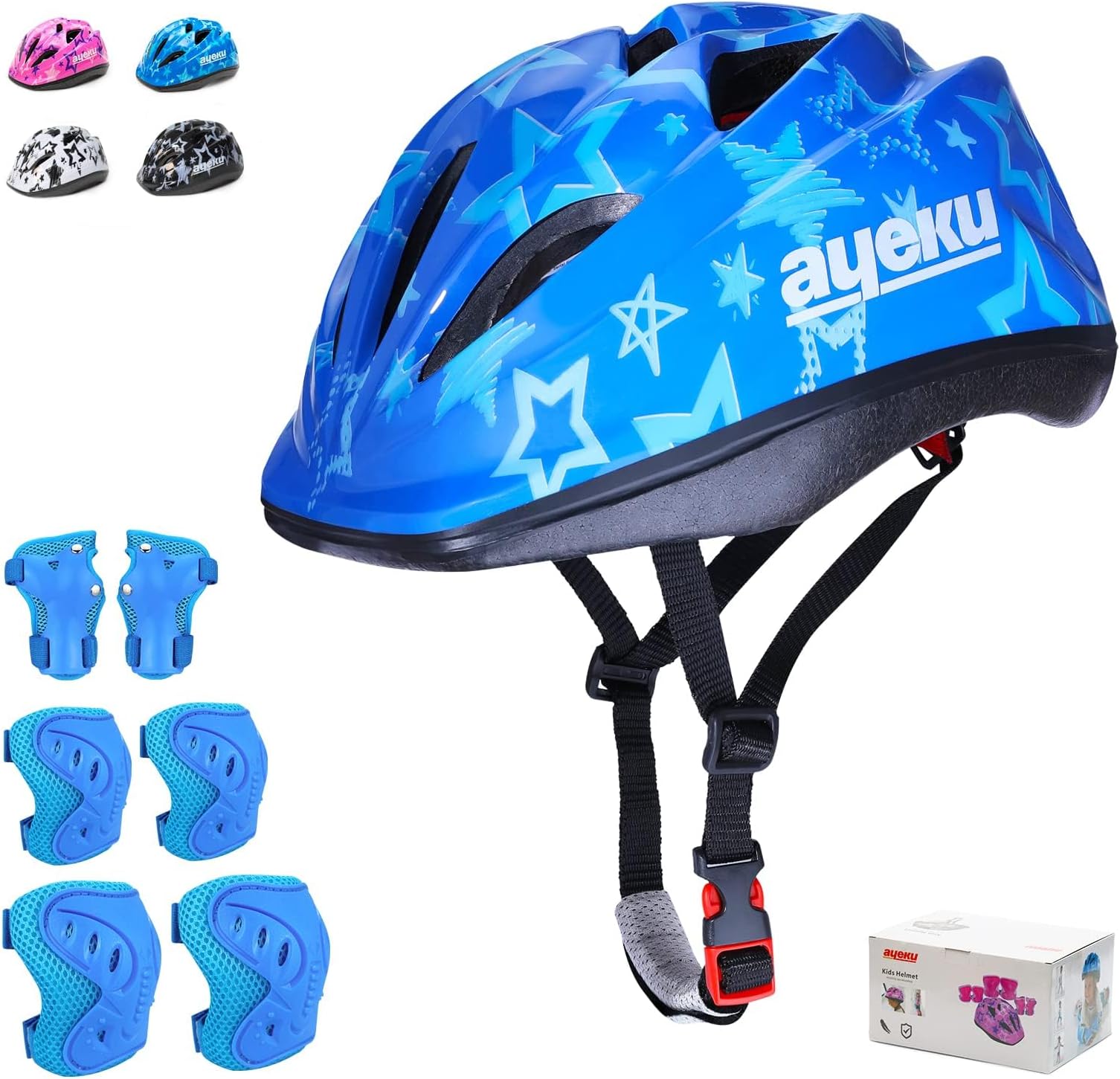 Adjustable Helmet for Ages 5-16 Kids Toddler Boys Girls Youth,Protective Gear with Elbow Knee Wrist Pads for Multi-Sports Skateboarding Bike Riding Scooter Inline skatings Longboard Roller Skate