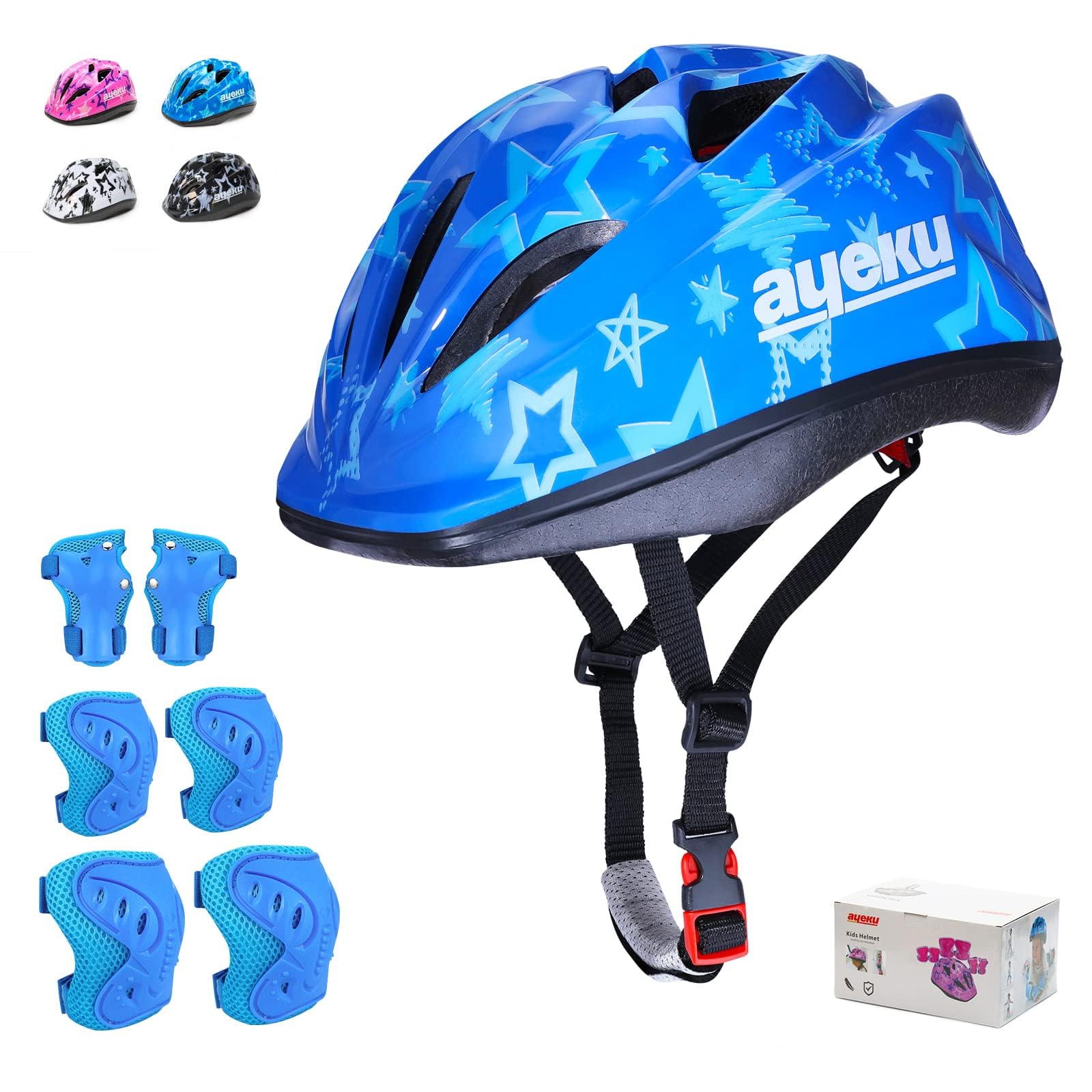Adjustable Helmet for Ages 5-16 Kids Toddler Boys Girls Youth,Protective Gear with Elbow Knee Wrist Pads for Multi-Sports Skateboarding Bike Riding Scooter Inline skatings Longboard Roller Skate