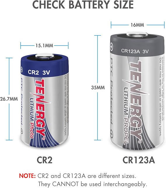Tenergy CR2 3V Lithium Battery Non-Rechargeable PTC Protected High Performance CR2 Batteries for Flashlight, Digital Cameras, Toys, Alarm Systems, 10 Pack