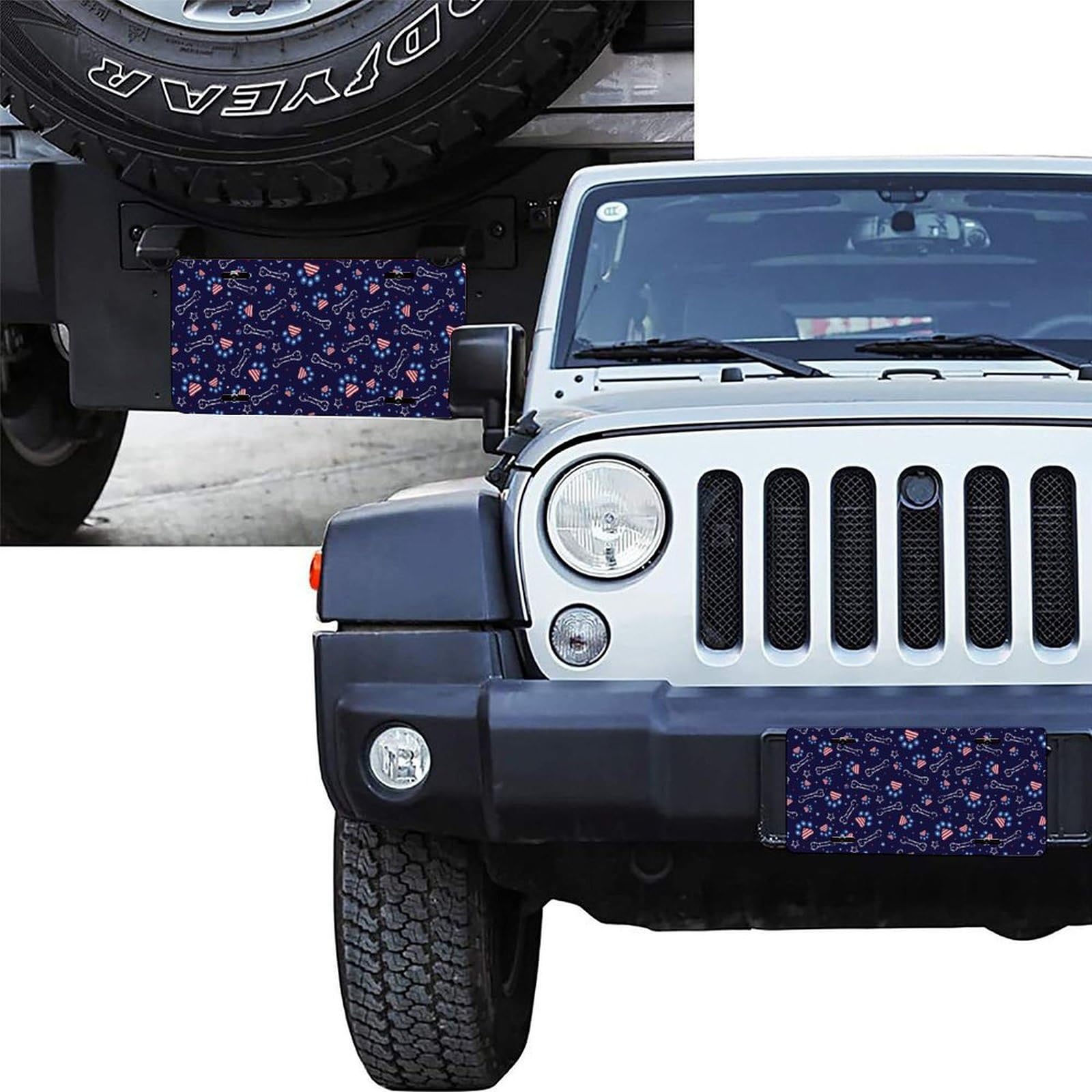 Funny Skull Skeleton Front License Plate - 6x12 Inch Aluminum Novelty Car Plate With 4 Holes - View #4