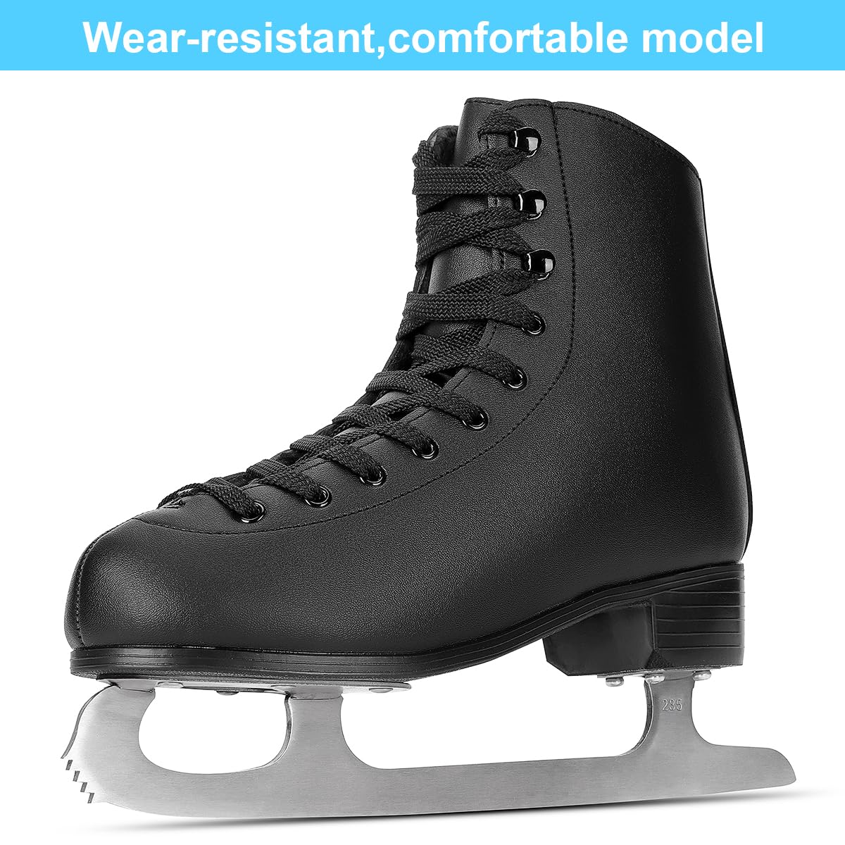 Eiskunstlaufschuhe für Anfänger - Weiß Bequeme Leder Schlittschuhe für Damen, Herren, Jungen & Mädchen (Größe größer 1 Größe)
