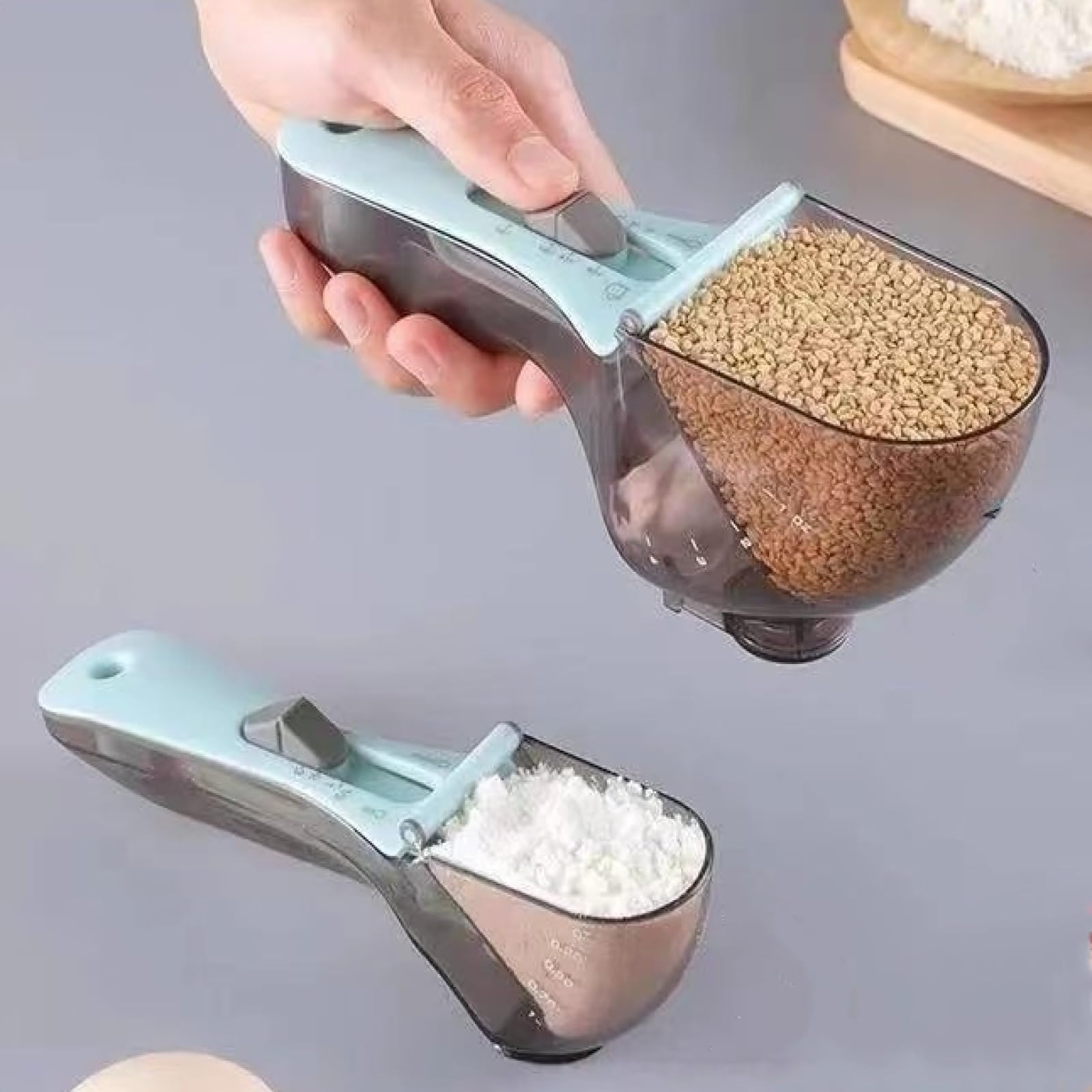 Cuillère à mesurer réglable avec gravure, cuillère à pâtisserie magnétique for lait en poudre, cuillère à mesurer en plastique/23 (Size : Size measuring spoon set of 2 (color box))