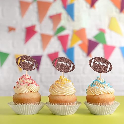Miniatura 6 de 24 adornos de fútbol para cupcakes, temática deportiva, decoración de fiesta de cumpleaños/baby shower, letrero de fútbol para decoración de