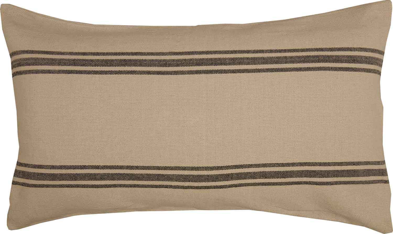 Piper Classics Mill House Stripe Black King Size Pillow Sham, 21 "x 37", Farmhouse Primitive Grain Sack Stripe Woven Bedding, Beige & Black