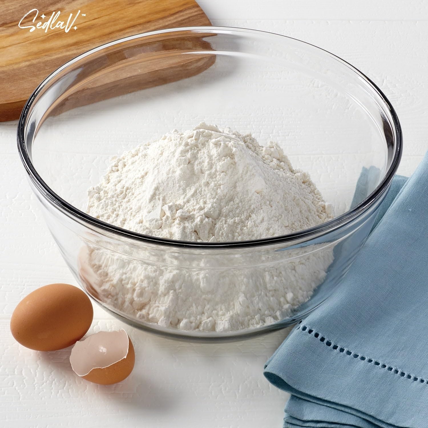 SEDLAV Versatile 4-Quart Clear Glass Mixing Bowl - Microwave, Oven, Refrigerator, Freezer, and Dishwasher Secure