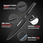 Ensemble de couteaux, Astercook 21 Pièces Couteau Set pour cuisine avec bloc, Lave-vaisselle Couteaux de cuisine sans danger avec aiguiseur intégré, Allemand en acier inoxydable Couteux noir ensemble