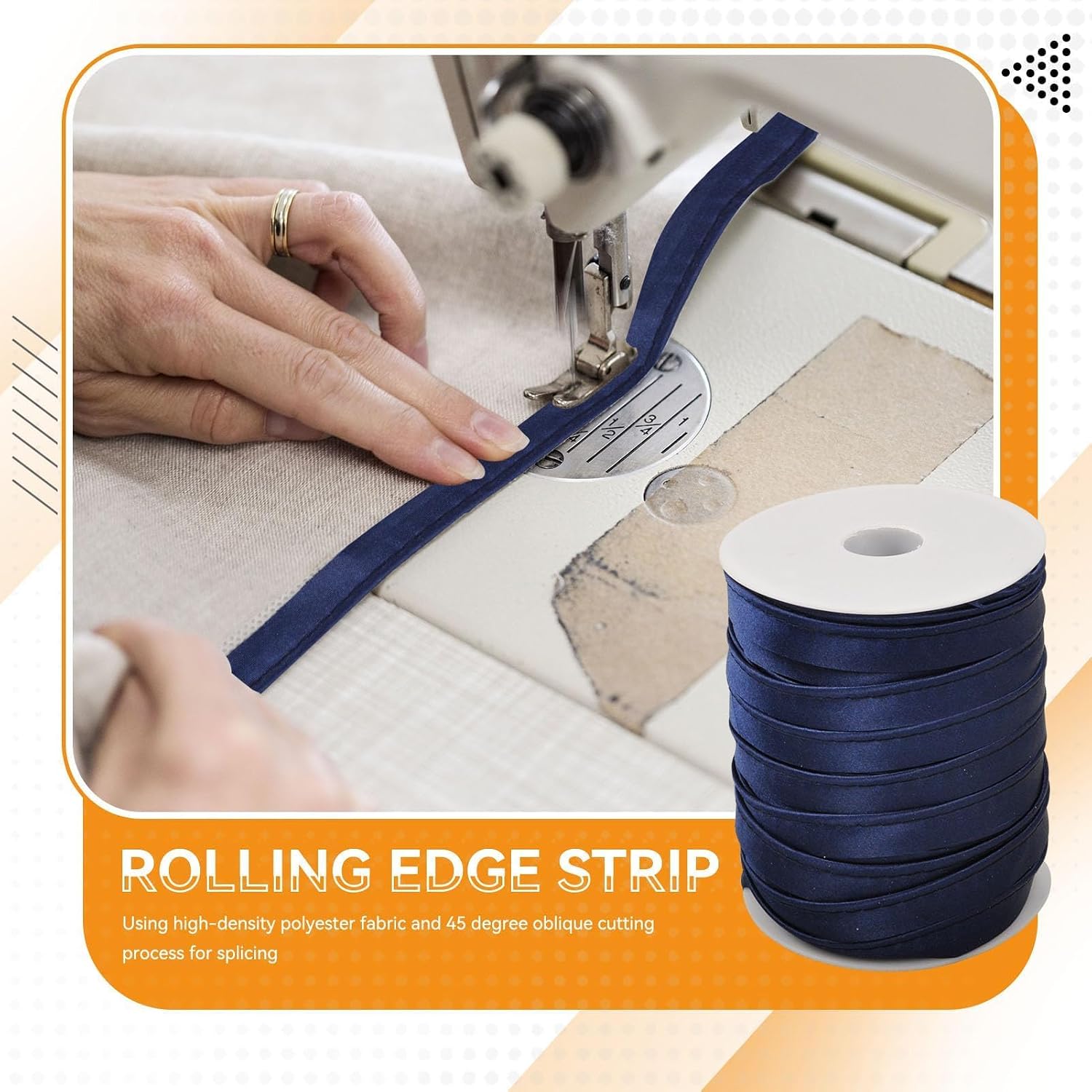 Piping Trim for Sewing, Piping Cord Trim Piping Tape 1.4cm/ 55 Yards Crafts Piping Bias Tape Trim with Welting Cord for Table Cloth Refined Finishes (Navy Blue)
