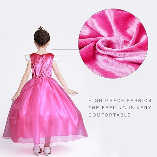 Miniatura 2 de LOEL Disfraz de princesa para niñas vestido largo de Aurora 472in 472in para 4-5 años rosa