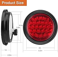Vista 6 de 4 piezas de luces traseras LED redondas de 4 pulgadas para remolque, rojas, 24 LED, impermeables, luces traseras LED redondas de 4 pulgadas