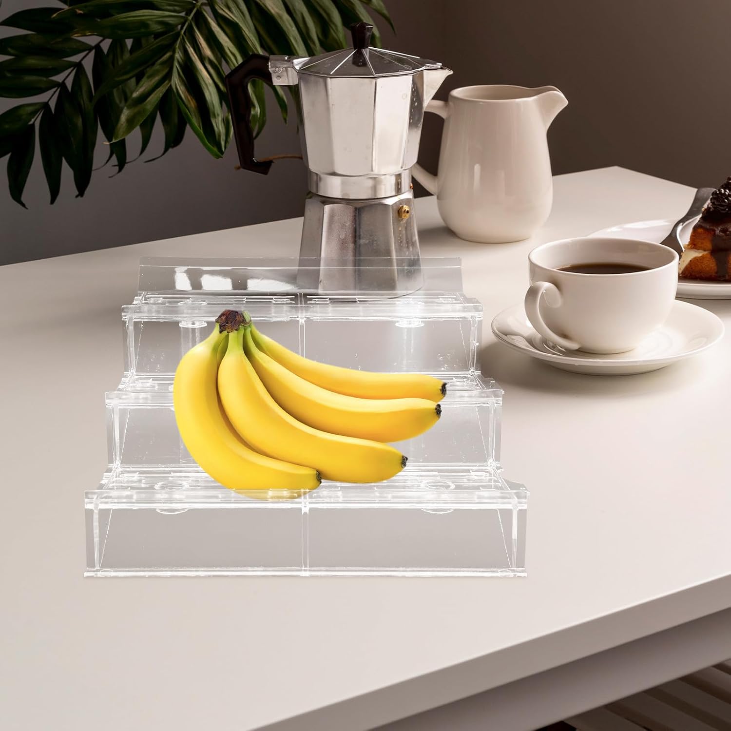 Toddmomy 3 Tier Plastic Display Riser for Fruits and Vegetables with Tiered Design, Convenient for Customers to Pick up Items, for Supermarket and Retail Store Display