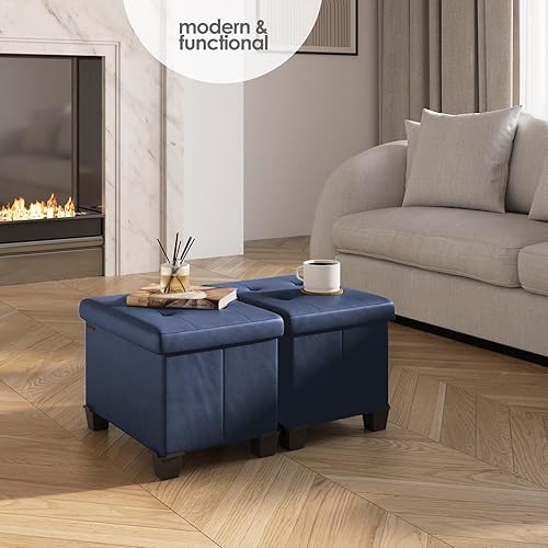 Miniatura 263 de Otomana plegable para dormitorio o sala de estar, con contenedores de almacenamiento, reposapiés para el extremo de la cama, soporta hasta 660 lb,