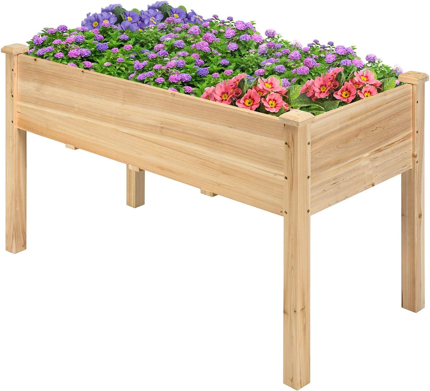 DORTALA Patio Raised Garden Bed, Wooden Planter Box,Elevated Garden Bed for Vegetables, Flowers & Herbs Grow, Standing Garden Container Planter Raised Beds for Backyard, Lawn, 49" L x 23" W x 30" H
