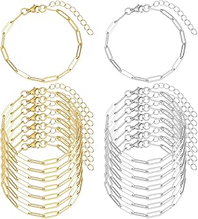 Paquete de 16 pulseras con dijes chapados en oro a granel de acero inoxidable con clip para hacer joyas