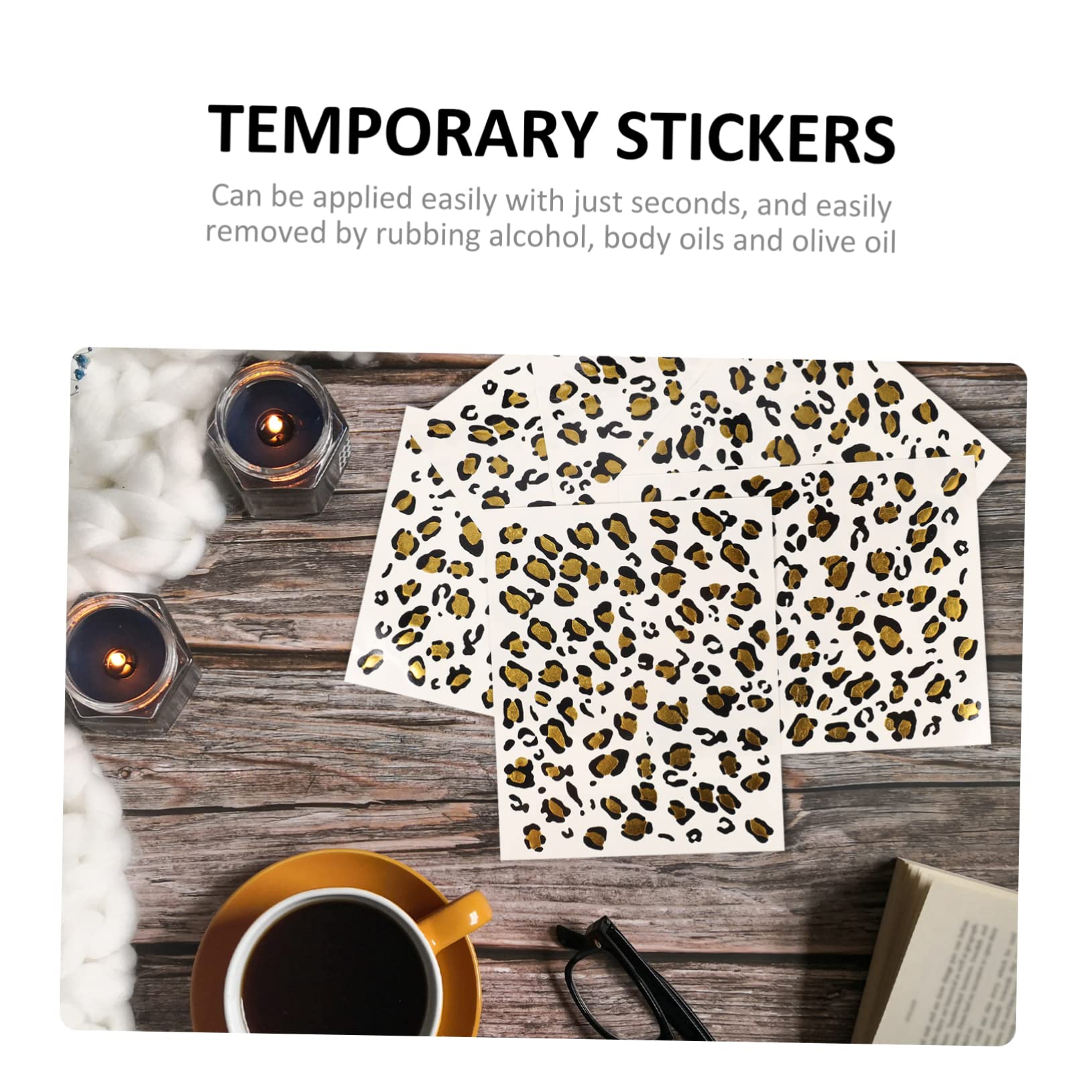 Pegatinas Leopardo para Mujeres, 6 Hojas Tatuajes Corporales
