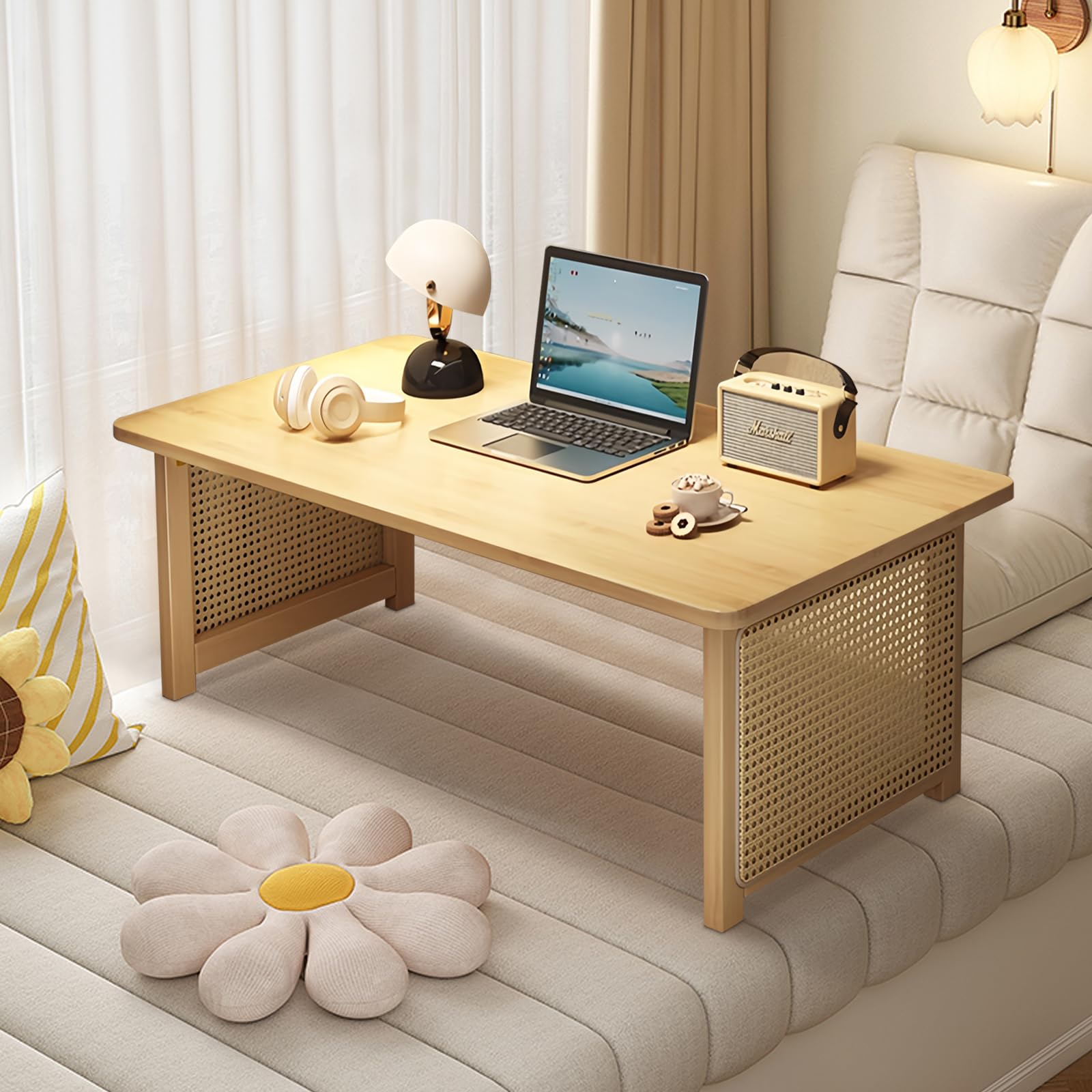Table basse en bambou pliable pour coin meditation et tatami