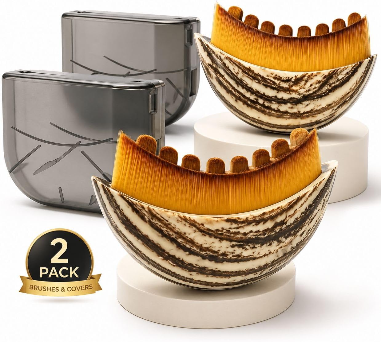 Lymphatic Drainage Face Brush Set of 2 Ultra Soft Facial Sculpting Brush for Depuffing, Jawline Definition & Face Massage Ergonomic Palm Grip Cleansing & Skincare Beauty Tool