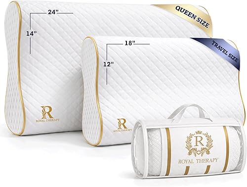 Miniatura 2 de Royal Therapy Almohada cervical de espuma viscoelástica de viaje – Almohada de contorno para dolor de cuello y hombros