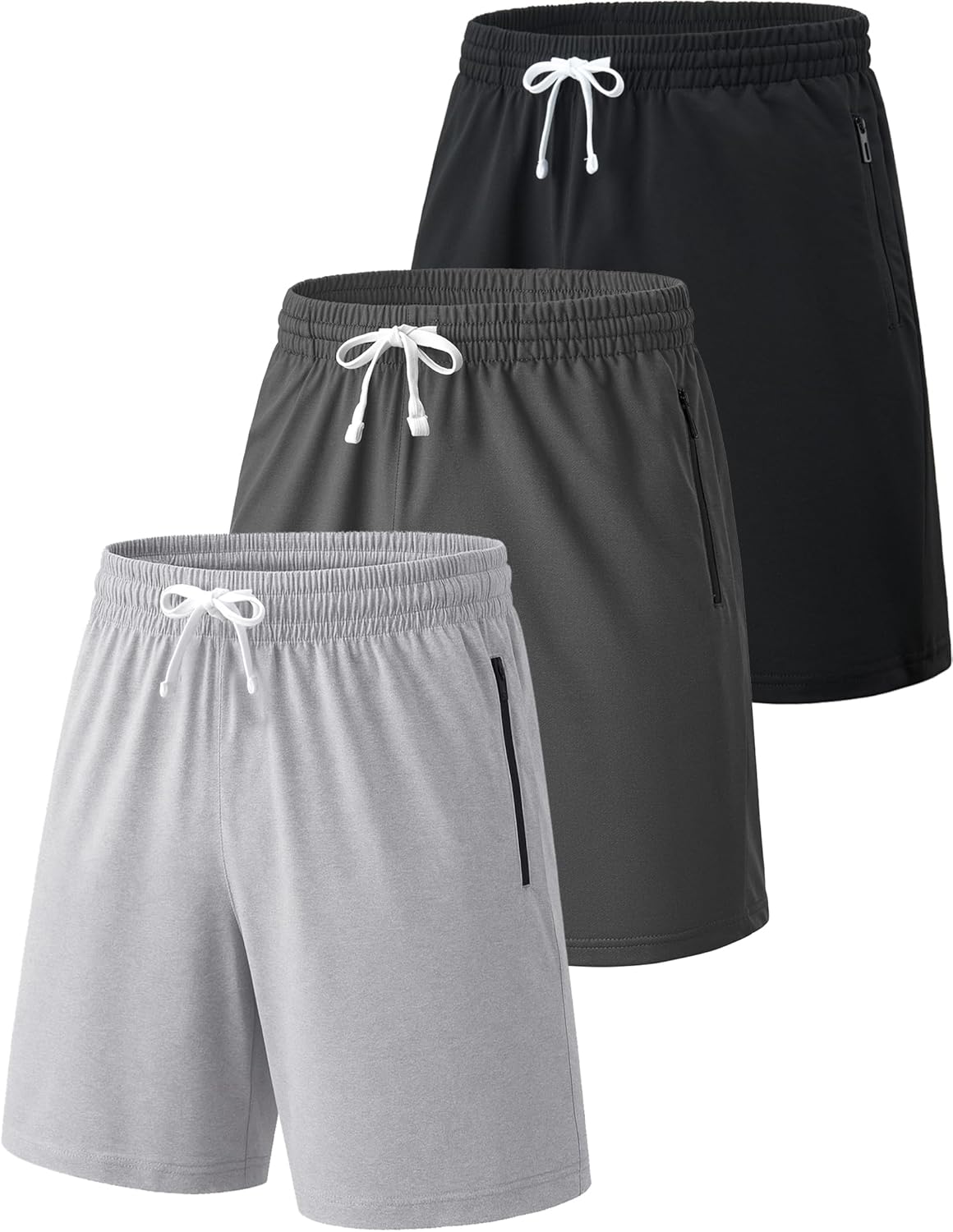 Liberty Imports 3 Pack Mens Sweat Shorts Athletic Casual Jogger Shorts with Zipper Pockets, Terry Performance Tech Activewear