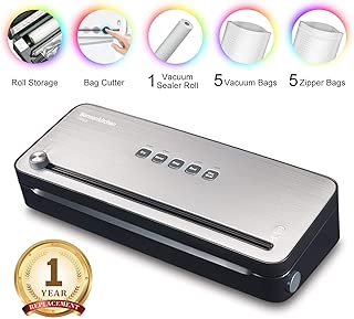 bonsenkitchen فراغ آلة التعبئة للأطعمة، ختم فراغ مع المدمج في القاطع للأغذية الرطبة والجافة، أكياس لفة فراغ وشملت
