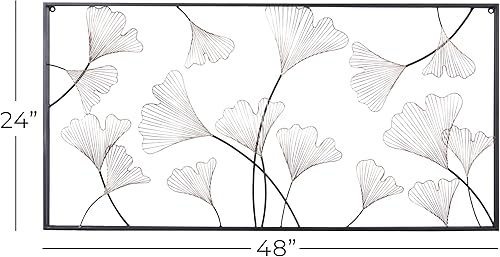 Miniatura 6 de Deco 79 Decoración de pared floral de metal, 48 x 3 x 24 pulgadas, dorado