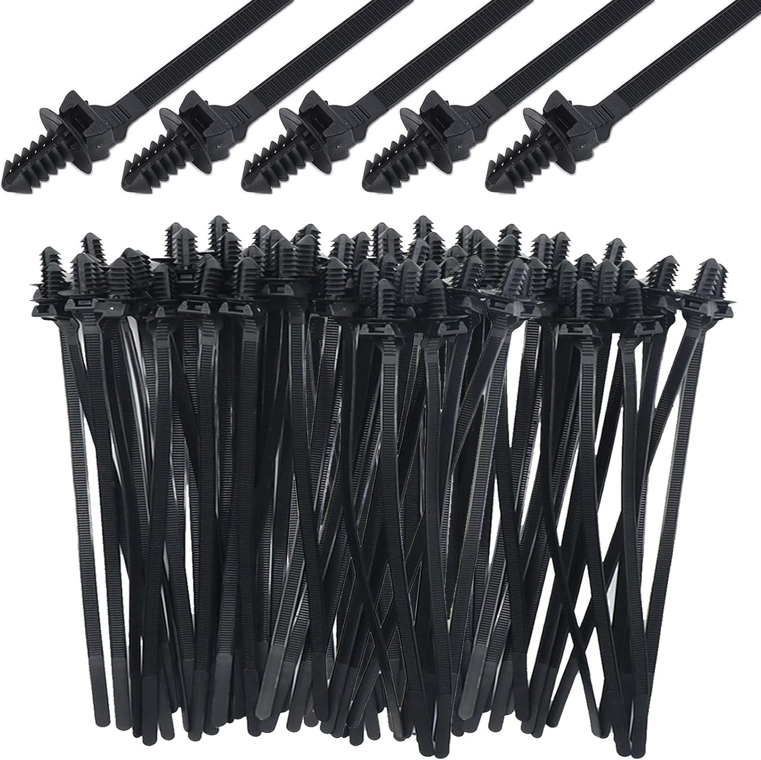 Push Mount Zip Ties for Automotive Engine Bay Wire Harness Restraint - 50 Pack