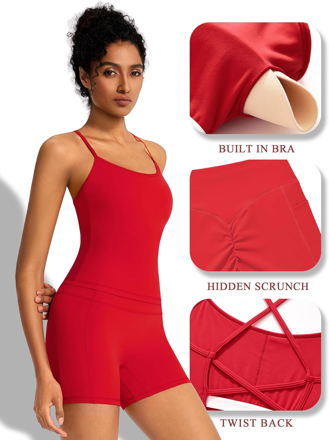 RXRXCOCO Women's 2 Piece Workout Sets Strappy Tank Top Crisscross Back Butt Lifting Shorts Matching Gym Yoga Pilates Outfits - Image 4