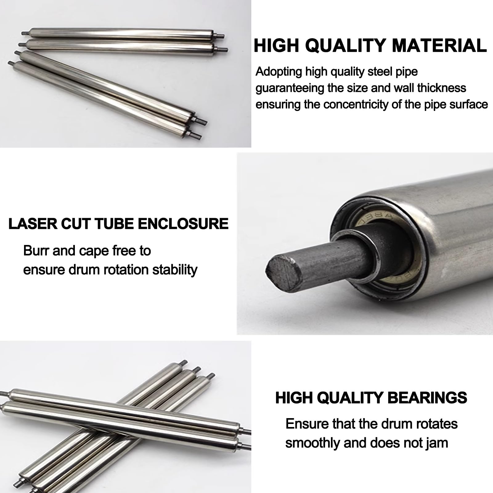 YOKIVE Förderrolle Edelstahl - 1 Zoll Durchmesser, 12 Zoll Länge Für Lager & Fabriken