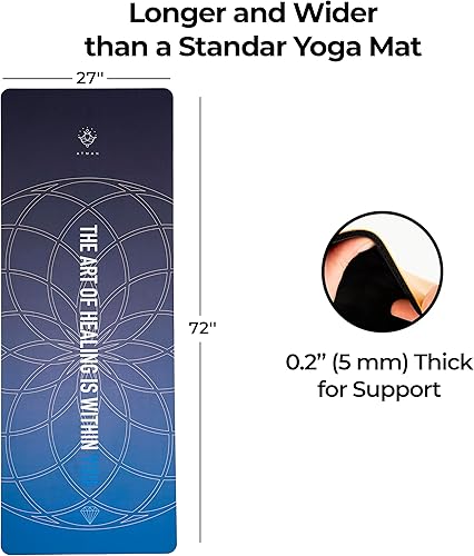 Miniatura 2 de ATMAN SPIRIT Tapete de yoga grueso de alta calidad  Base de goma nasal ecológica y alfombrilla de yoga antideslizante para pilates, estiramiento,