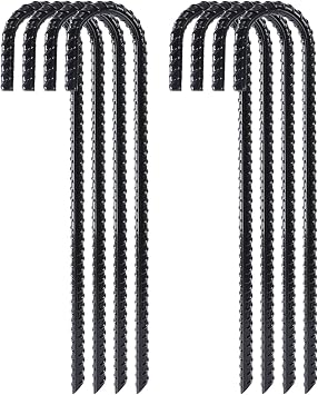 FEED GARDEN 12 Inch Rebar Stakes 8 Pack, Heavy Duty J Hook Ground Stakes