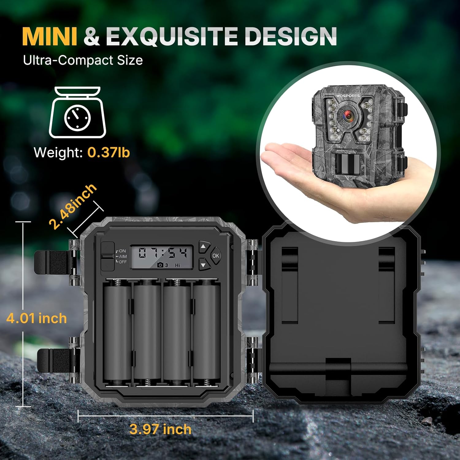 WOSPORTS Mini Trail Camera 2 Pack 24MP 1080P HD Trail Cam with Night Vision Motion Activated Game Camera for Outdoor Wildlife Monitoring