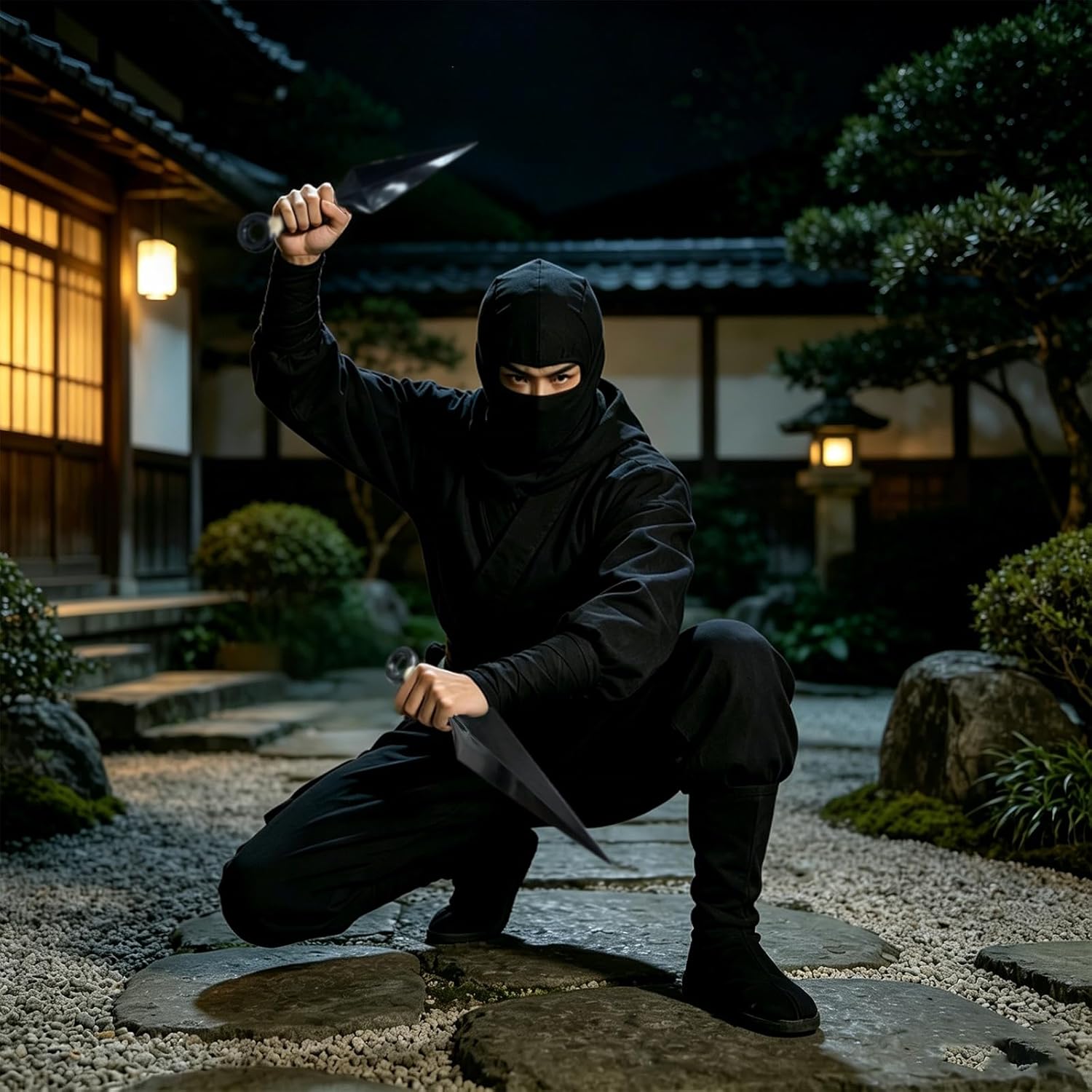 14-Piece Ninja Cosplay Kit, Plastic Kunai (10.2" X2+5.1" X6), Shuriken/Ninja Star(3.5" X6) Set for Anime Fans | Ninja& Martial Arts Props and Costume