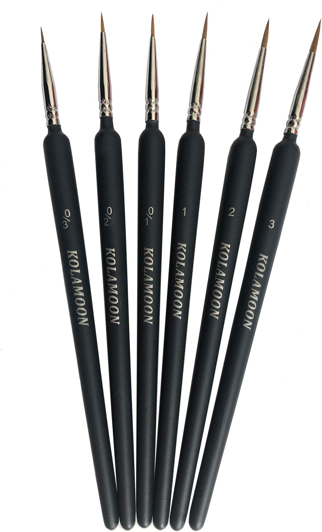 KOLAMOON 6 Pieces Fine Detail Paint Brushes Set Miniature Artist Paint Brushes set for Acrylic Painting, Watercolor, Model, Oil painting