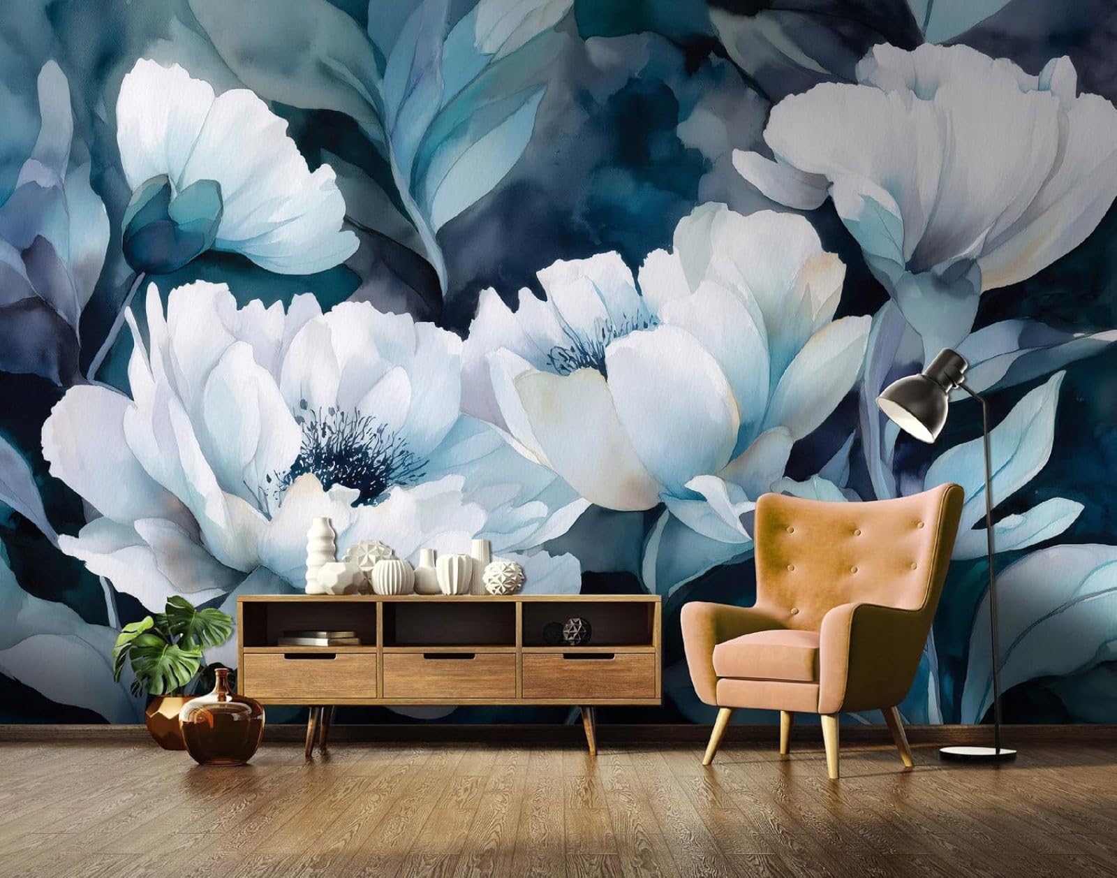 Kfjhgbdshhj 3D Mural Photo Mural-Wallpaper - Flowers - For Living Room Bedroom - 3D Effect - Abstract,430Cmx300cm Poster - Wall Sticker - Frameless Picture