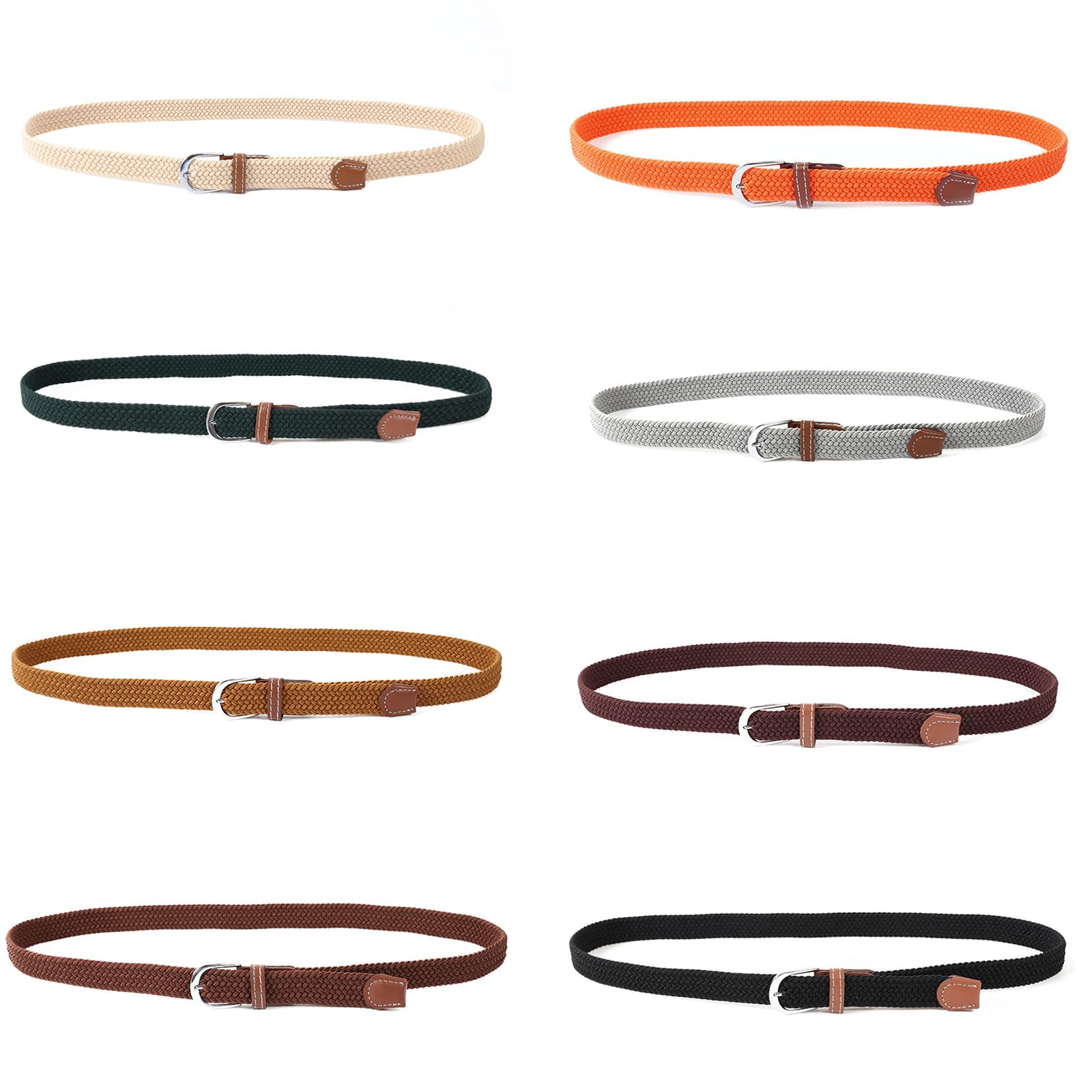 Ceinture élastique tressée extensible pour jeans et pantalons Taille réglable avec boucle sans trou Design décontracté