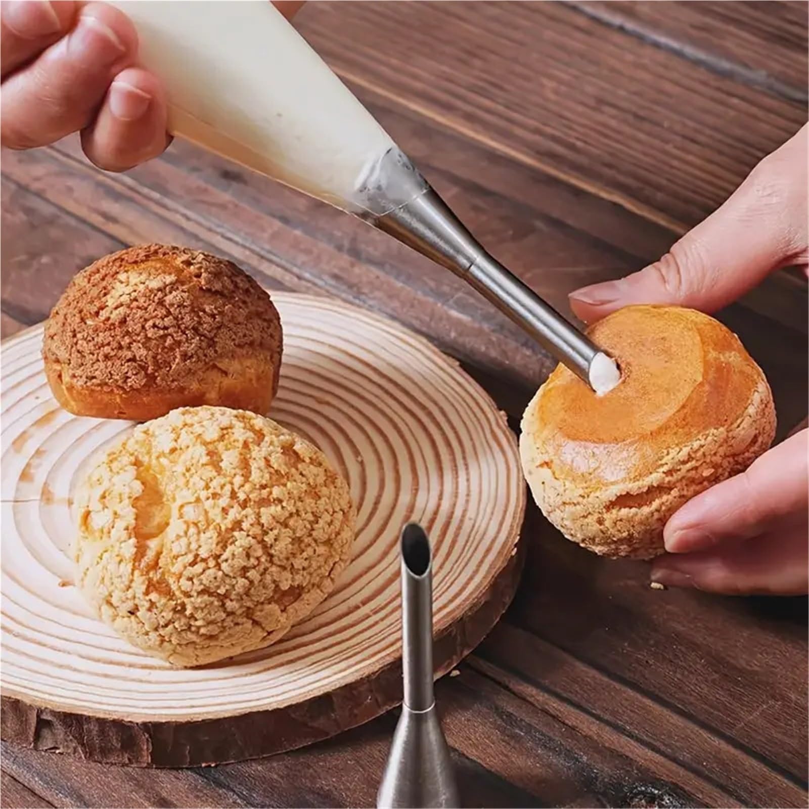 Manga pastelera Boquillas for manga pastelera de glaseado crema, boquilla for hojaldre acero inoxidable, herramientas decoración for repostería, suministros for hornear, 3 uds(3PCS S M L)