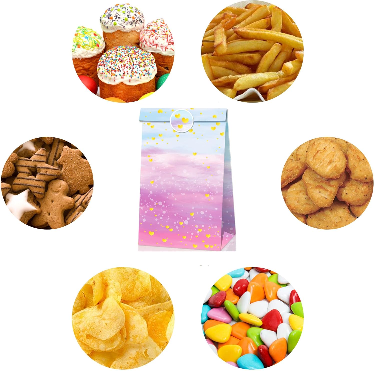 VstarOne 12 Pcs Cand Gift Bags With Stickers Pink Small Gift Bags Cute Colorfu Paper Gift Bag for Birthday Party, Halloween, Wedding, Thanksgiving Day, Engagement Bridal Shower Supplies Decorations - Image 3