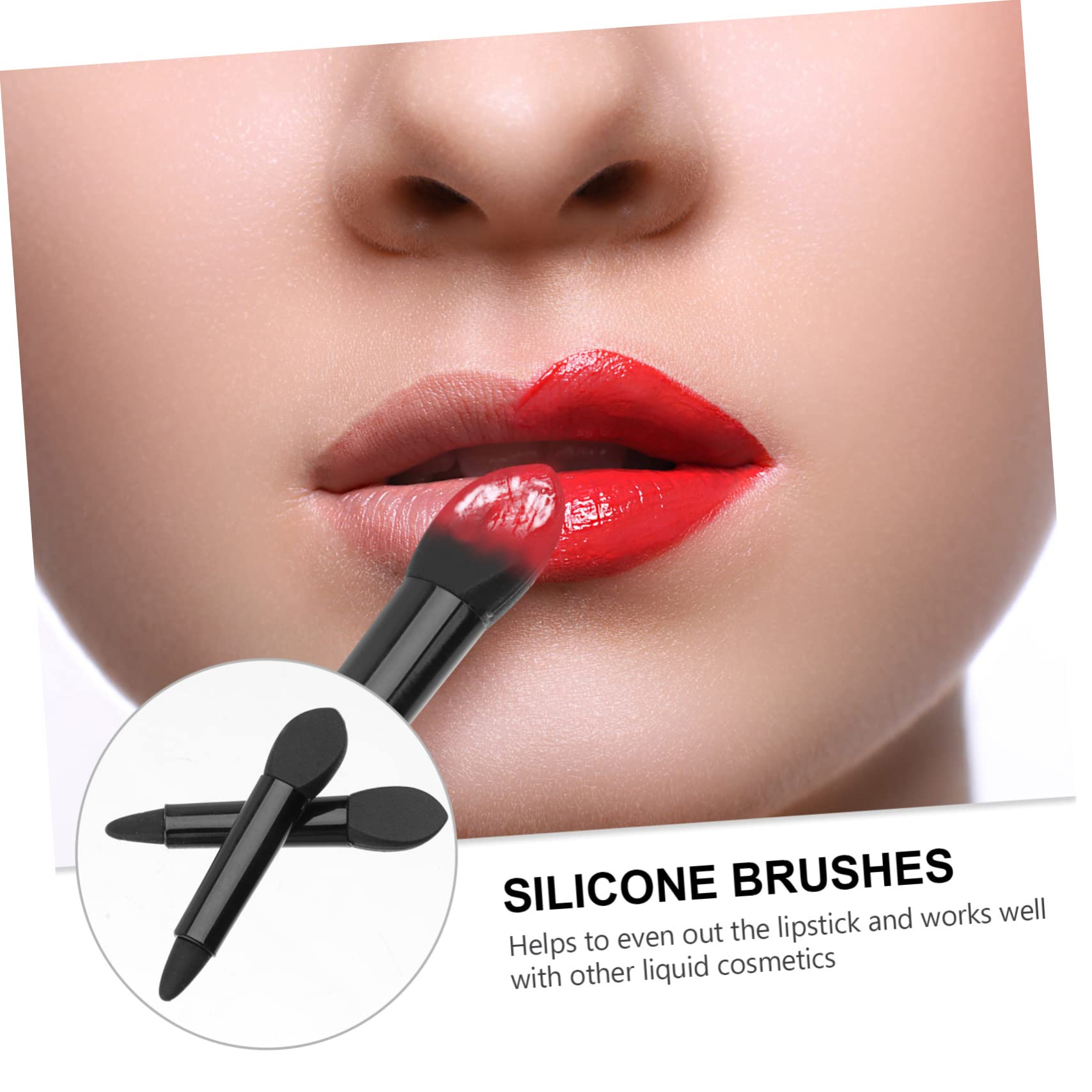 TOVINANNA Double-ended Lip Mask Brush Applicator 20pcs Silicone Makeup Brushes Bulk Lipstick Gloss Tools for Beauty Salons