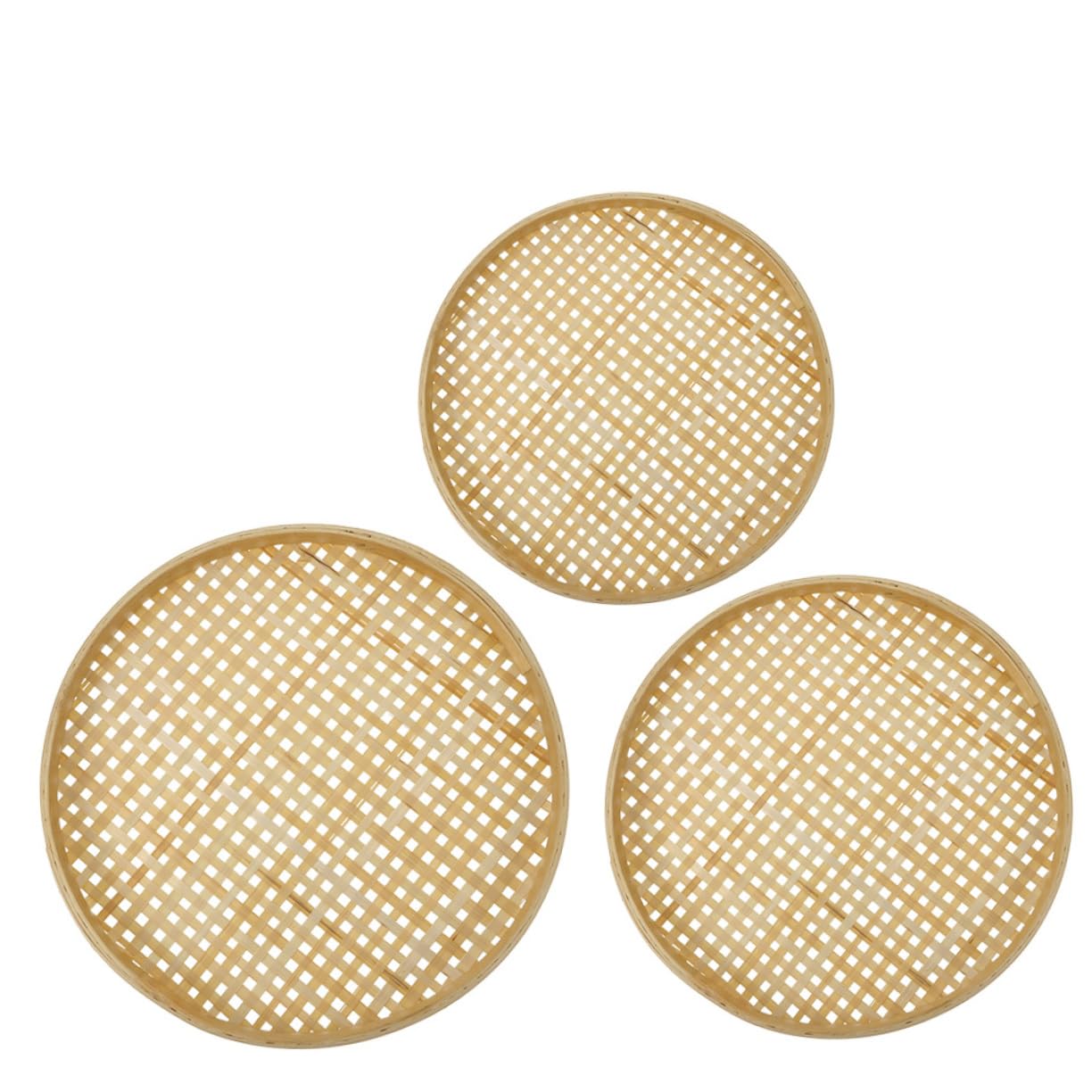 SOLUSTRE 3pcs Woven Dustpan Bamboo Storage Basket Bread Basket Fruit Storage Container Bamboo Rustic Style