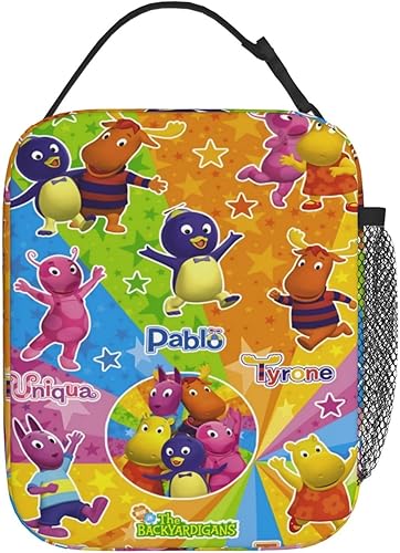 Miniatura 8 de The Anime Backyardigans - Lonchera aislada de gran capacidad, a prueba de fugas, bolsa de almuerzo con cremallera, bolsillo de red externo, oficina